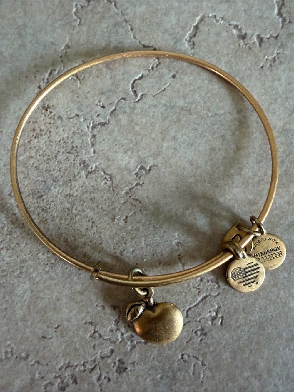 Alex and Ani Gold-Tone Apple Charm Bangle Bracelet